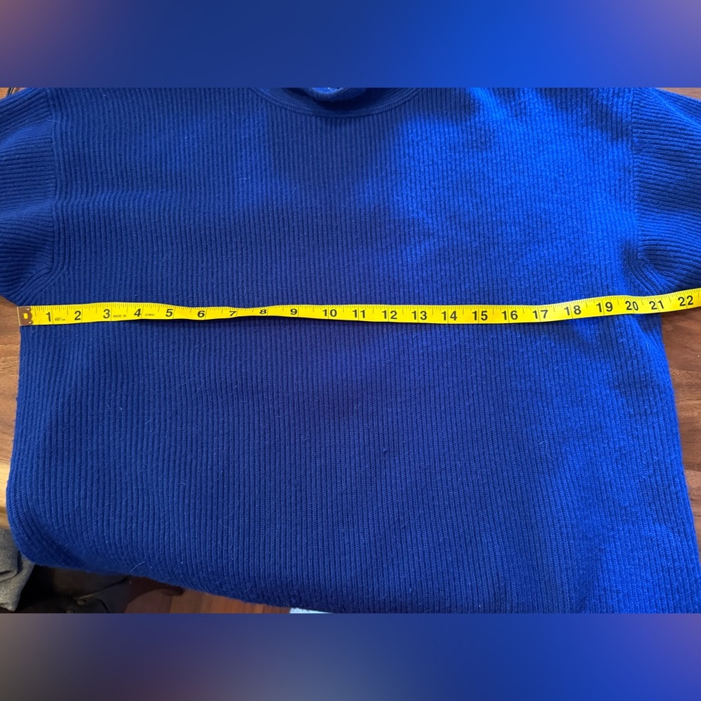 Jones New York Blue Lambs Wool Blend Ribbed Turtleneck Tunic Sweater Women M - Picture 4 of 5